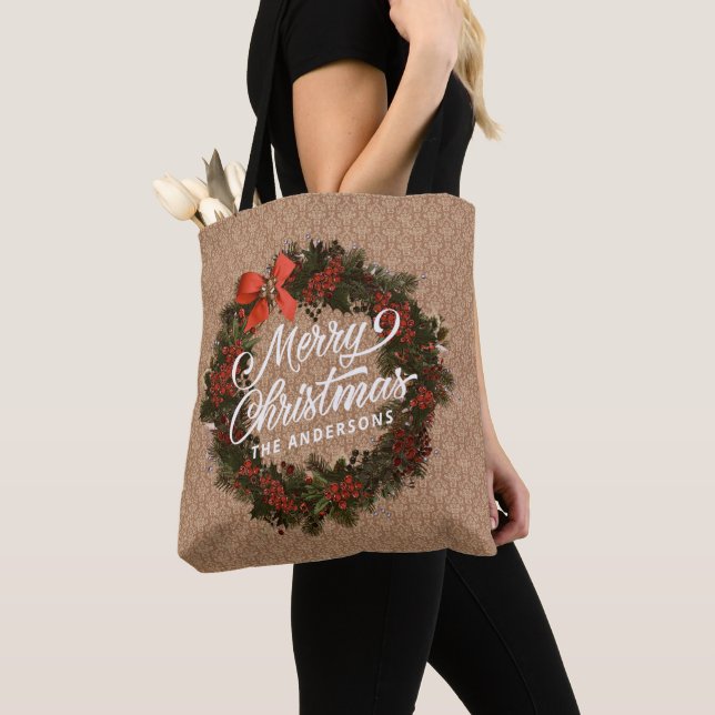 Terra de Natal Personalizada Elegante | Tote Bag (Close Up)