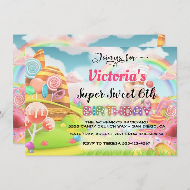 Terra do Convite de aniversário doce (Frente/Verso)