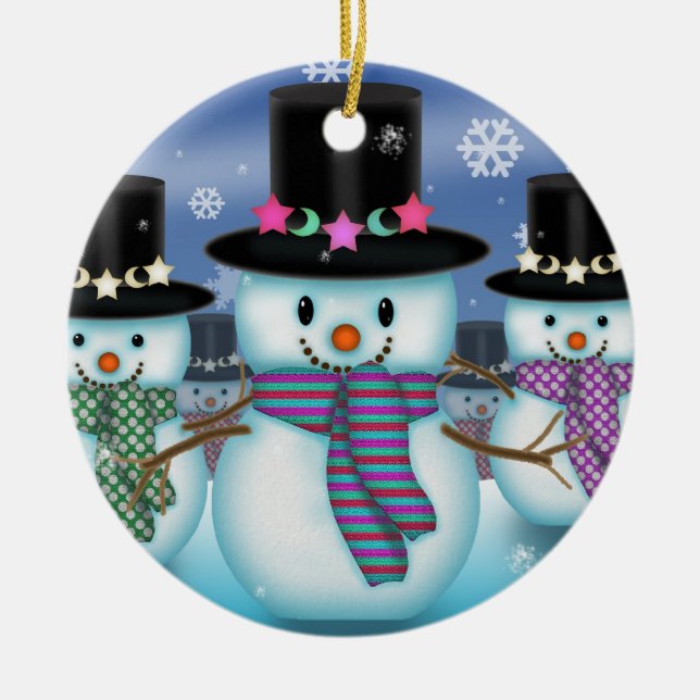 Terra do Enfeites de natal de Snowmen Cute (Frente)