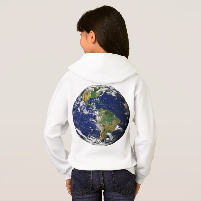 TERRA do PLANETA do Hoodie das meninas do ESPAÇO (Parte Traseira Completa)