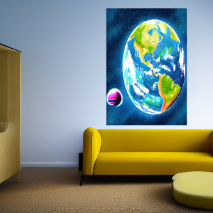 Terra e lua   AI Art Poster