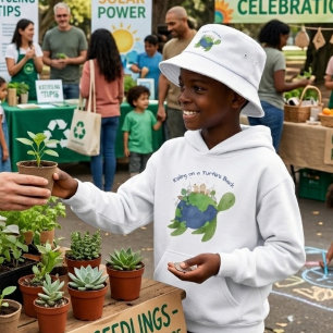 Terra Eco Fofa nas Costas da Tartaruga Presente pa