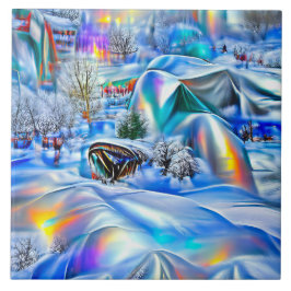 Terra Maravilha Surreal de inverno com Luzes Iride