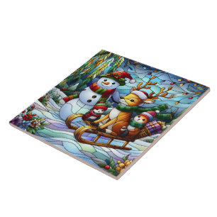Terra maravilhosa de inverno com boneco de neve e