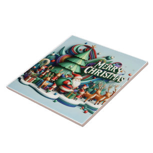 Terra maravilhosa do inverno festivo com Papais no