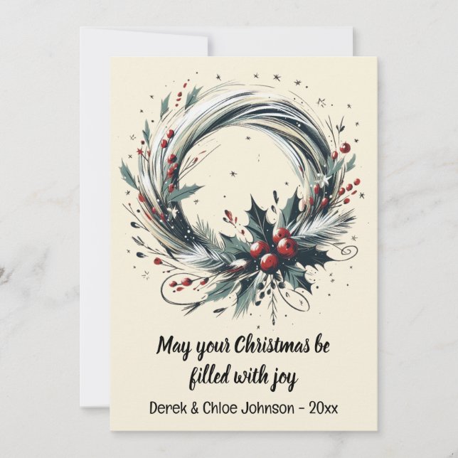 Terra Moderna com Cartão de Natal Holiday Berries (Frente)