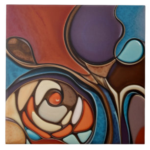 Terra Rosa Faux Vidro Mesquisita Abstrato de Arte