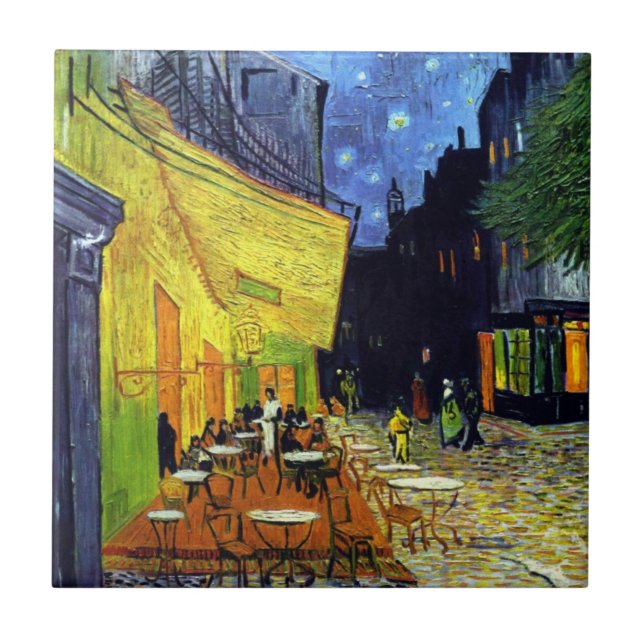Terraço do café na noite por Vincent van Gogh (Frente)