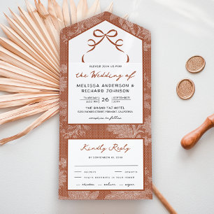 Terracota Branco Laço Coquette Casamento