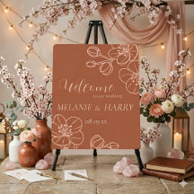 Terracota floral elegante Bem-vindo ao Casamento S