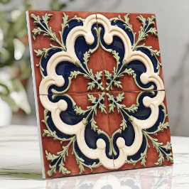 Terracota Italiana Vintage e Azul-Marinho