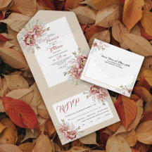 Terracotta aquarela flores beige casamento outono