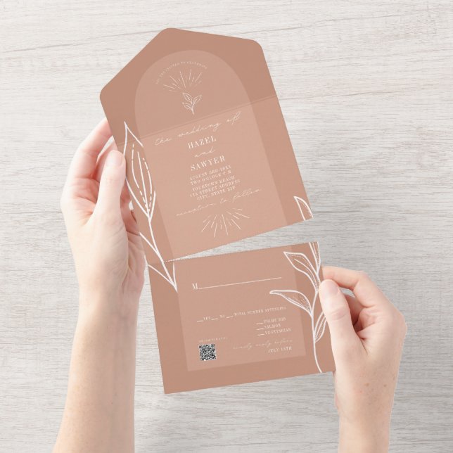 Terracotta Arch Botanical Wedding QR RSVP (Aba destacável)