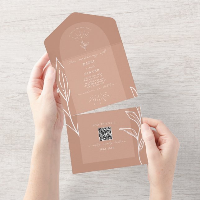Terracotta Arch Wedding Código QR RSVP (Tearaway)
