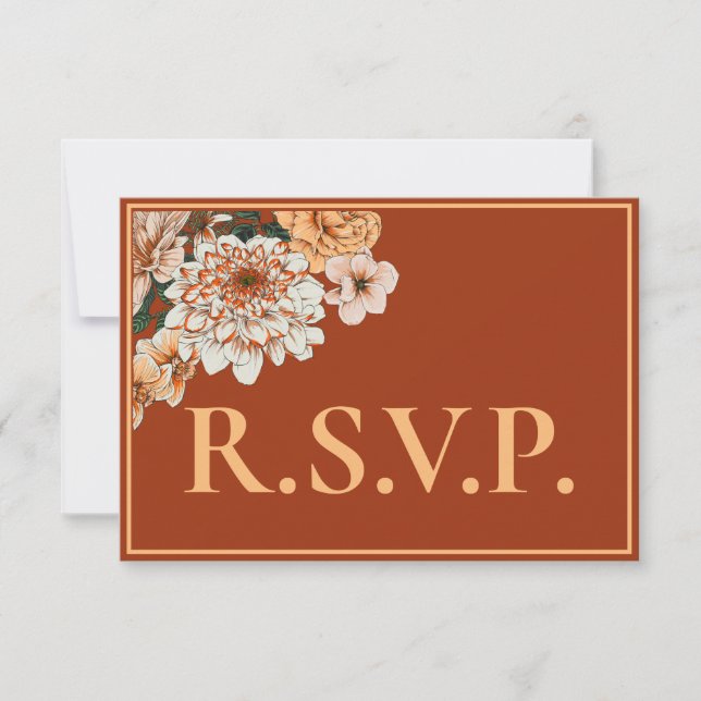 Terracotta Autumn Floral QRC RSVP (Frente)