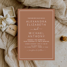Terracotta Boho Casamento Simples Convite Moderno