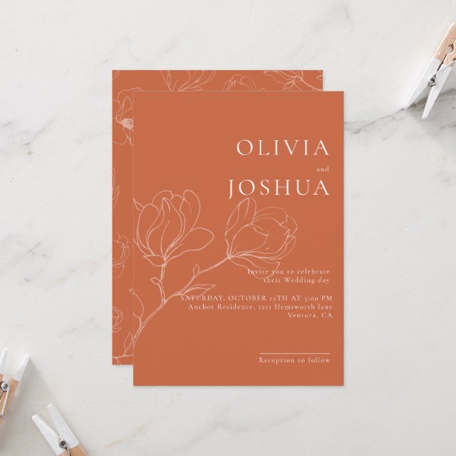 Terracotta Boho - Convite para Casamento Floral (Frente/Verso In Situ)