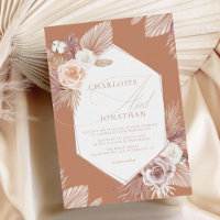 Terracotta Boho Pampas Convite Para Casamento De G