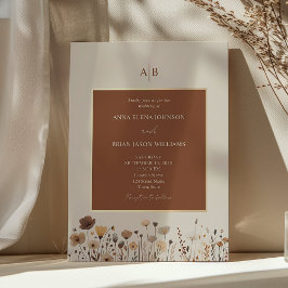 Terracotta Boho Wildflower Convite para Casamento
