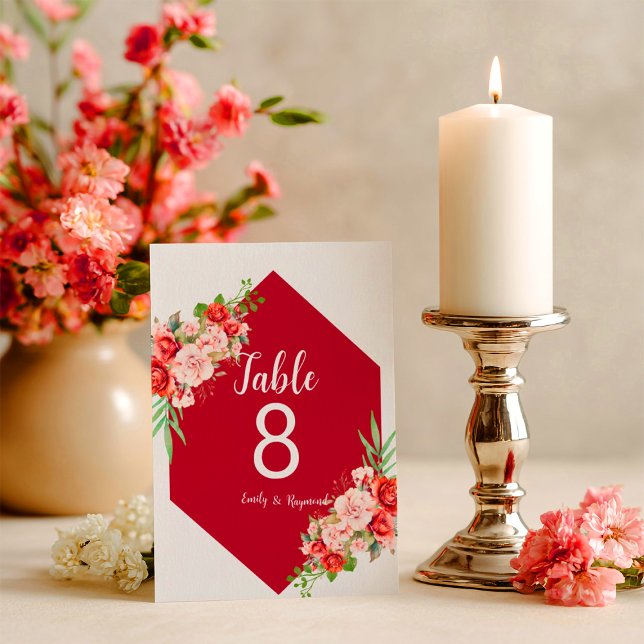 Terracotta Burgundy Blush Floral Table Number (Criador carregado)