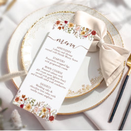 Terracotta Burgundy Floral Wedding Menu Cards