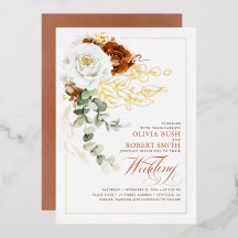 Terracotta Burnt Orange & White Floral Weding