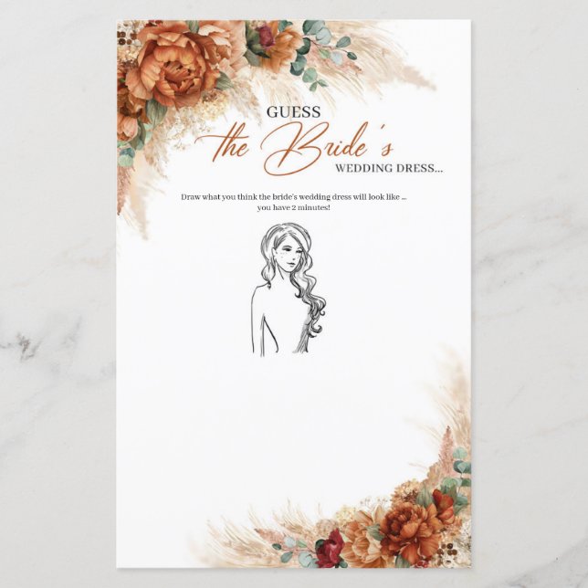 Terracotta cobre floral adivinha o vestido da noiv (Frente)