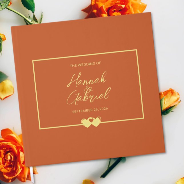 Terracotta Dourado Livro de Convidados (Wedding Terracotta Gold Guest Book)