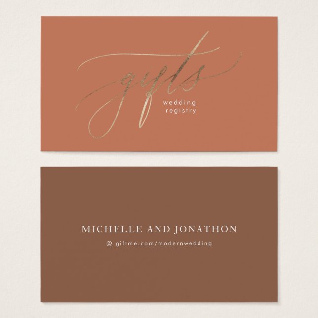 Terracotta Dusty Orange Elegant Boho Gift Registro (Frente & Verso)