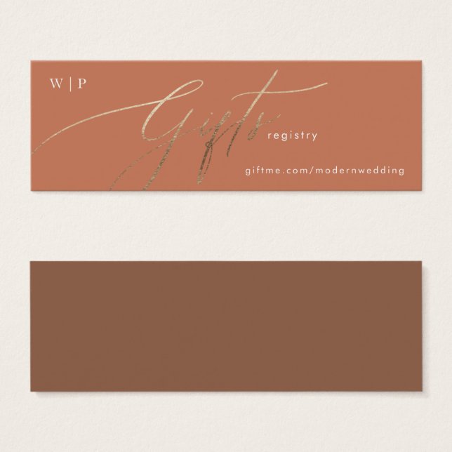 Terracotta Dusty Orange Elegante Boho Dourado Reg (Frente & Verso)