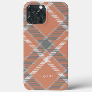 Terracotta e Cinza Tartan Xadrez com Nome