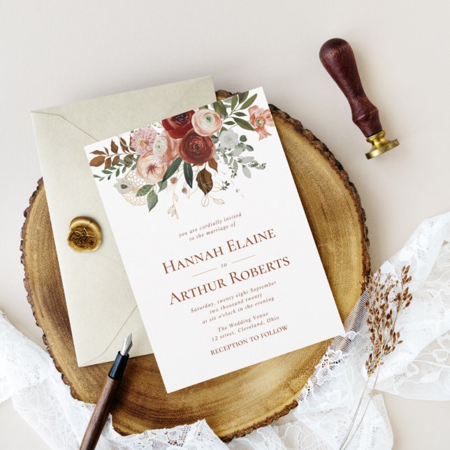 terracotta e convite para casamento verde (Criador carregado)