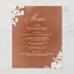 Terracotta e Flores Brancas Menu Boho Wedding