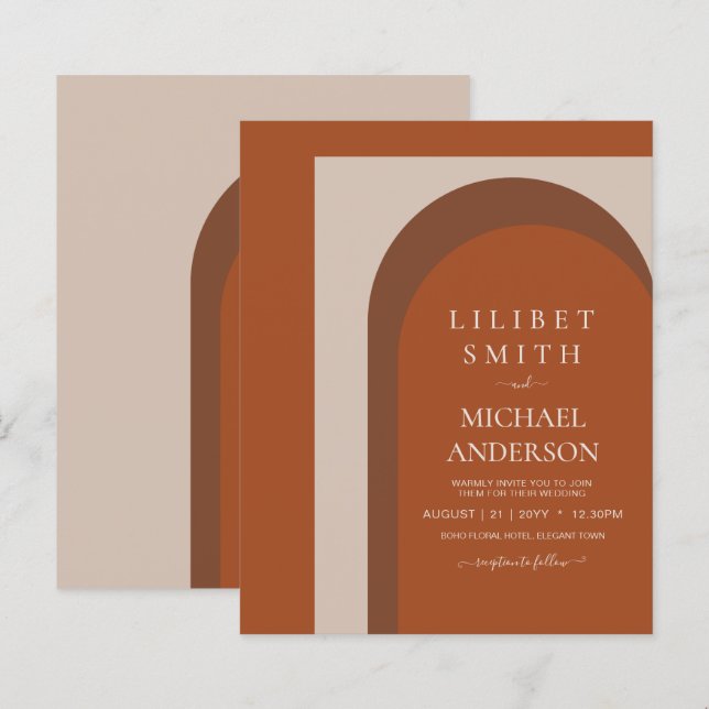 Terracotta Earth Tones Bold Casamento (Frente/Verso)