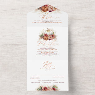 Terracotta Earthy Floral Pumpkins Casamento outono