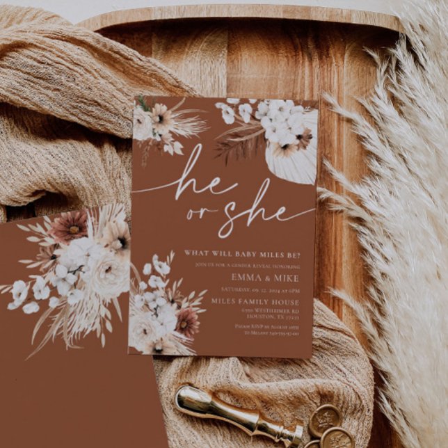 Terracotta Ele ou Ela Revelam Convite (Criador carregado)