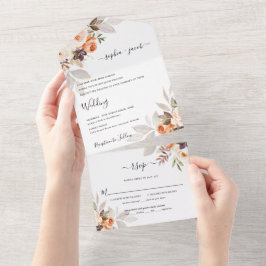 Terracotta Floral Burnt Orange Boho Casamento outo