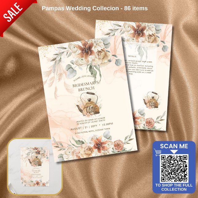 Terracotta Floral Pampas Grass BRIDESMAID'S LUNCH (Criador carregado)