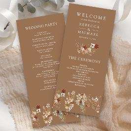 Terracotta Floral Wildflower Beige Weding Program