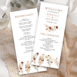 Terracotta Floral Wildflower White Weding Program