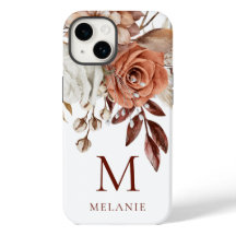 Terracotta Florals Monograma Nome Inicial