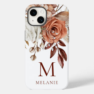 Terracotta Florals Monograma Nome Inicial
