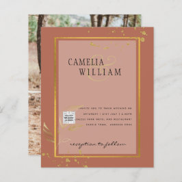 Terracotta FOTO CÓDIGO QR Convite de casamento Dat