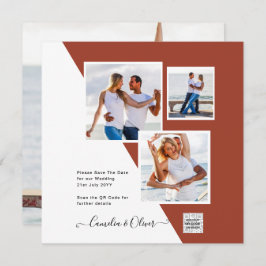 Terracotta FOTO CÓDIGO QR Convite de casamento Dat