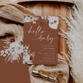 Terracotta Hello Baby Convite para Chá de fraldas