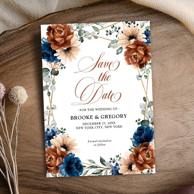 Terracotta Marinho Blue Greenery Salvar a data (Criador carregado)