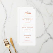 Terracotta Minimalista Boho Chic Menu
