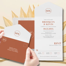 Terracotta Minimalista tudo em um Convite de casam