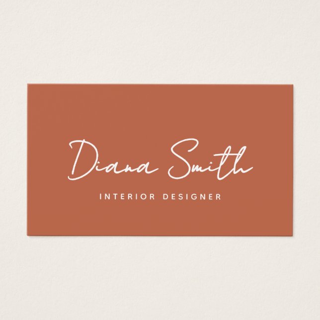 Terracotta Modern Minimalista Cartão de visita de  (Frente)
