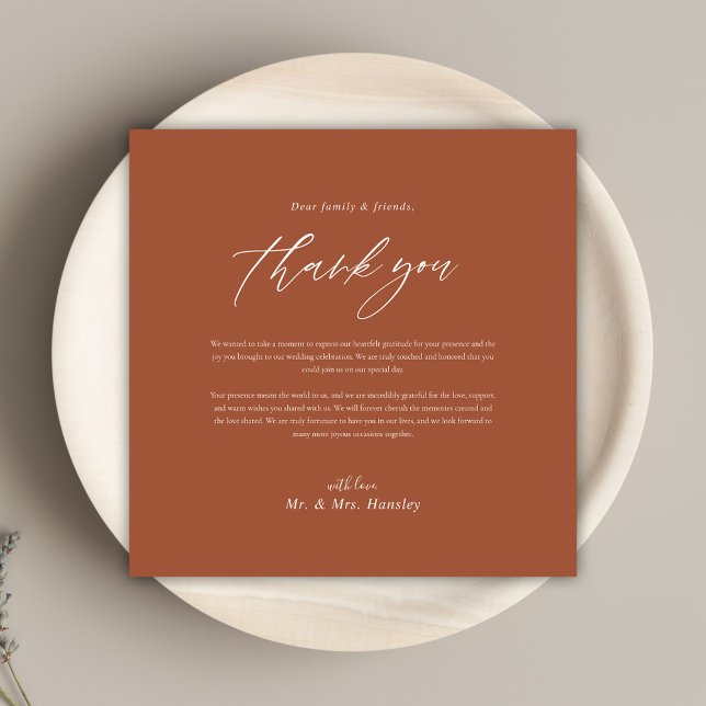 Terracotta Modern Wedding Obrigado (Minimal Terracotta Modern Wedding Thank You)